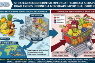 Ilustrasi AI Google Gemini; hilirisasi industri buah tropis Indonesia menghadapi impor buah subtropis. Foto: kawanbisnis.com