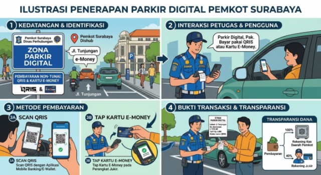 Dukung Peningkatan PAD, Pemkot Surabaya Perluas Penerapan Parkir Digital