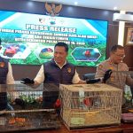 Konferensi pers kasus dugaan tindak pidana konservasi sumber daya alam hayati dan ekosistem yang digelar pada Senin sore (4/5/2026) di Mako Ditreskrimsus Polda Jateng. Foto: istimewa