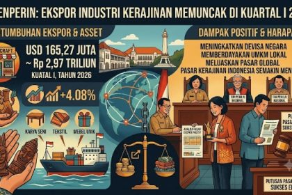Ekspor Industri Kerajinan Kuartal Pertama Tahun 2026 Capai USD165,27 Juta, Naik 4,08 Persen