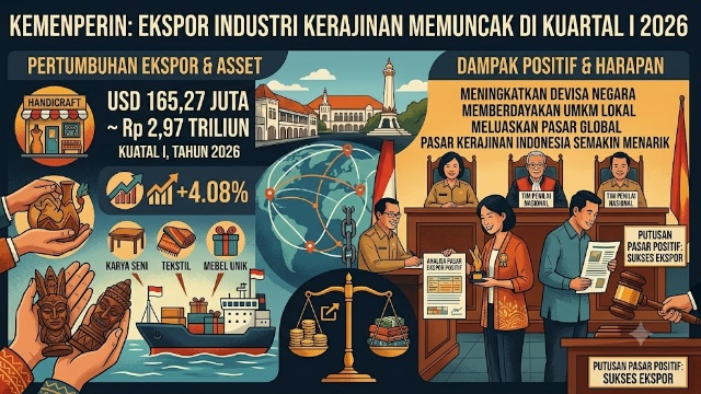 Ekspor Industri Kerajinan Kuartal Pertama Tahun 2026 Capai USD165,27 Juta, Naik 4,08 Persen